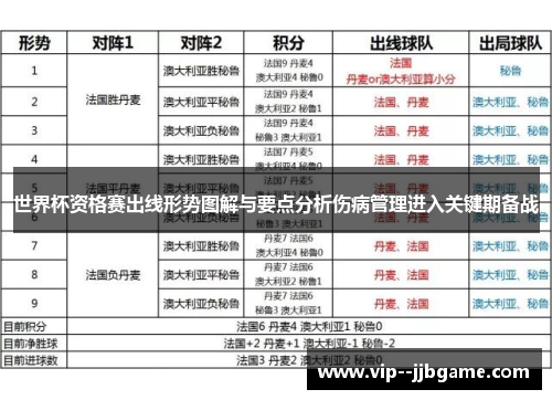 世界杯资格赛出线形势图解与要点分析伤病管理进入关键期备战 世界杯资格赛出线形势图解与要点分析伤病管理进入关键期备战